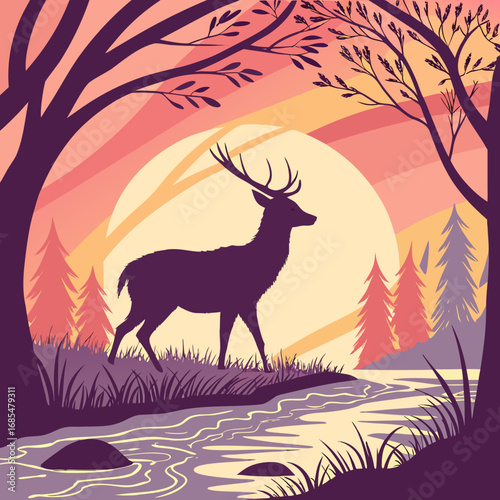 silhouette of a deer