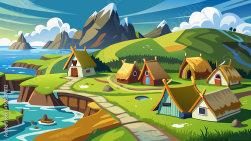 L’Anse aux Meadows in Newfoundland, Canada presents the remains of Norse settlement with reconstructed turf houses, telling the story of early Viking exploration in North America.