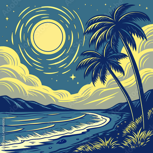 tropical island with palm trees