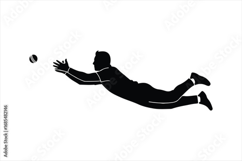 Goalkeeper diving silhouette reaching for ball action sports athlete professional athleticism
