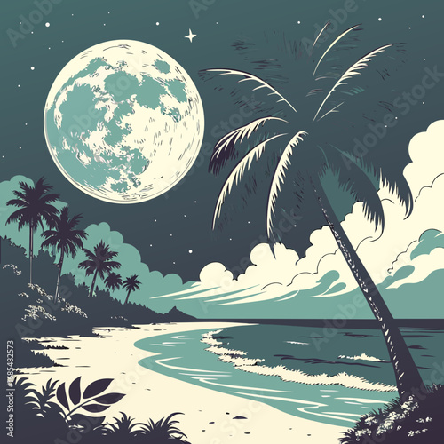tropical island with palm trees