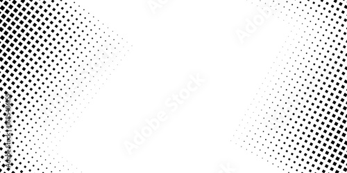 Dotted halftone rectangle gradient texture. Blank space white for text.