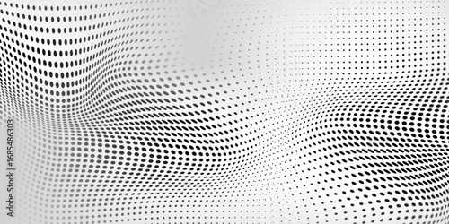 Dotted halftone circle black white background. Comic pop art style. Grey mesh featuring dots.