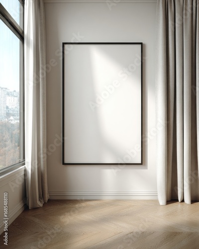 Empty framed canvas in a room with natural light (1)