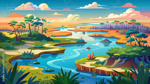 Everglades National Park in Florida, USA reveals vast wetlands, mangrove forests, and shimmering waterways, highlighting fragile ecosystems shaped by water, sky, and subtropical beauty.