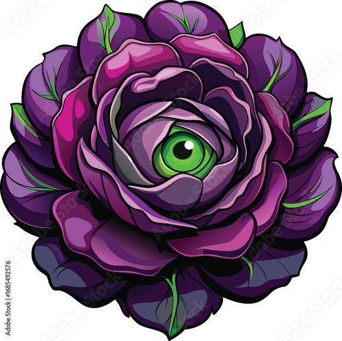 Spooky Peony Halloween Mystical Purple Rose Eye