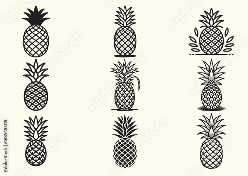 Pineapple Line art Vector design