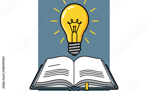 Open Book with Light Bulb Symbolizing Knowledge and Ideas