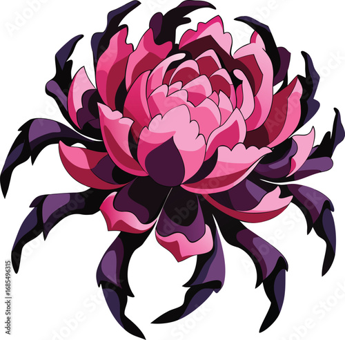 Spooky Peony Halloween Pink Flower with Dark Claws