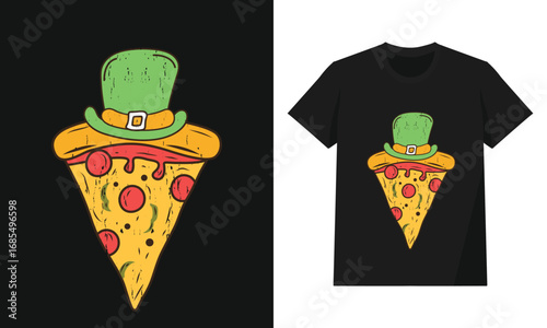 St. Patrick’s Day Pizza Slice with Leprechaun Hat Funny Irish Food Design