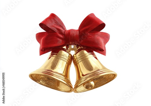 Christmas bells with a red ribbon bow