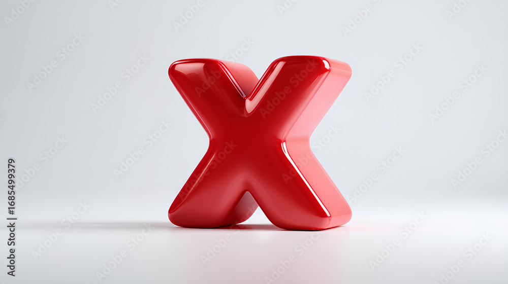 Obraz premium Red 3D X on white background
