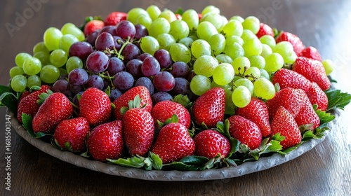 Fresh Fruit Platter with Grapes and Strawberries