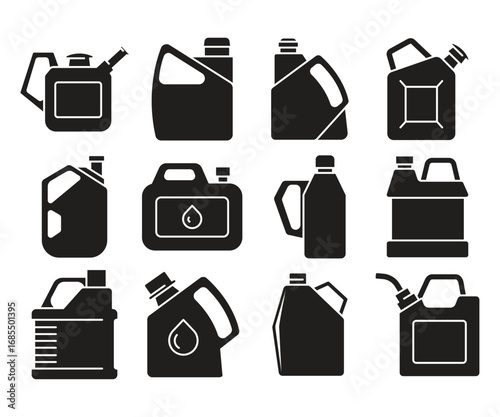 fuel and oil canister glyph icons set vector illustration