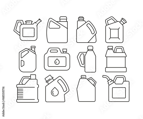 fuel and oil canister line icons set vector illustration