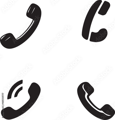 Vector art of four black telephone handset icons