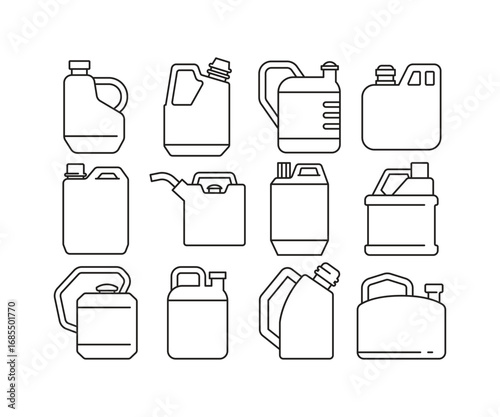 fuel canister line icons set vector illustration