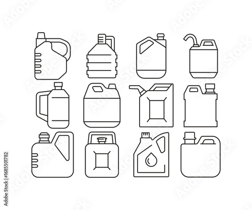 fuel canister line icons set vector illustration