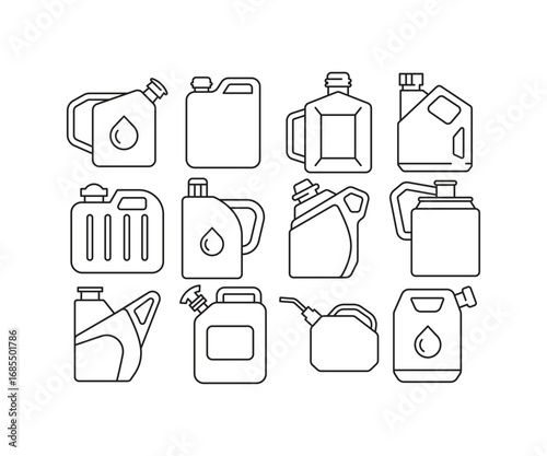 oil canister line icons set vector illustration