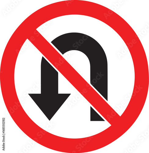 Graphic symbol indicating a prohibition of u turns