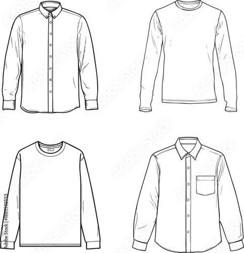 Vector art of collage of mens long sleeve shirts