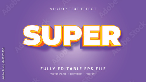 Super 3D editable text effect premium vector