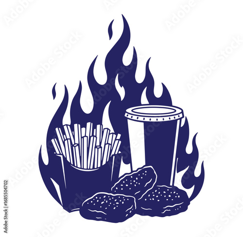 Delicious fast food meal featuring french fries chicken nuggets and a refreshing cold drink