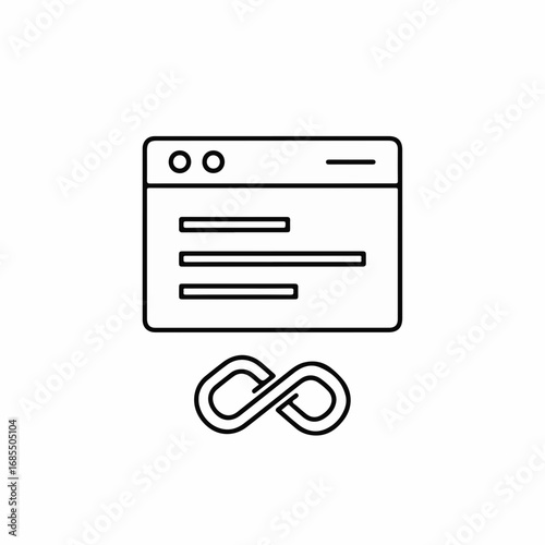 Website interface design with continuous scroll feature. Modern website design includes simple lines and elegant scroll icon. Concept website interface for app development and user experience design.