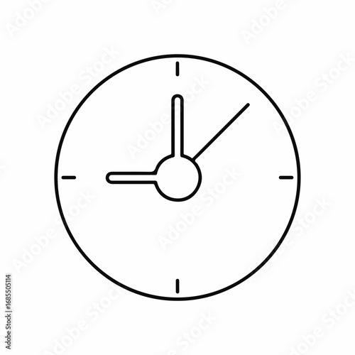 Simple clock icon design for website or app interface. Minimalist clock illustration shows time management concept. Simple clock image is perfect for user interface design projects.