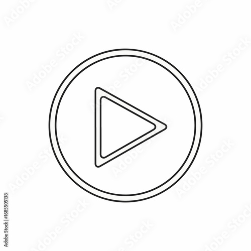 Play button icon simple design. Play button symbol in circle frame. Simple play button for website or app interface. This minimalist play button is perfect for digital design projects.