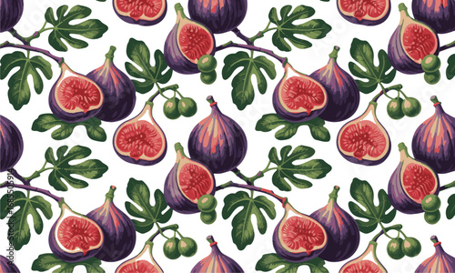 Fig Fruit Pattern Vector Illustration for Food, Health, and Nature Themes