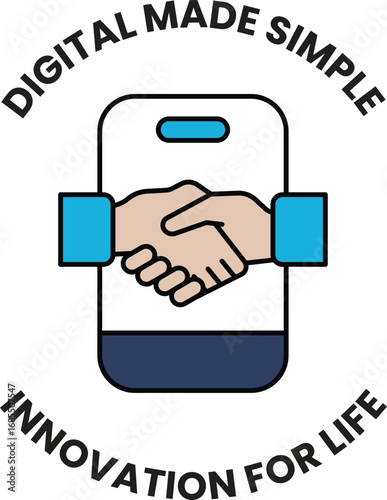 The image is blue and white