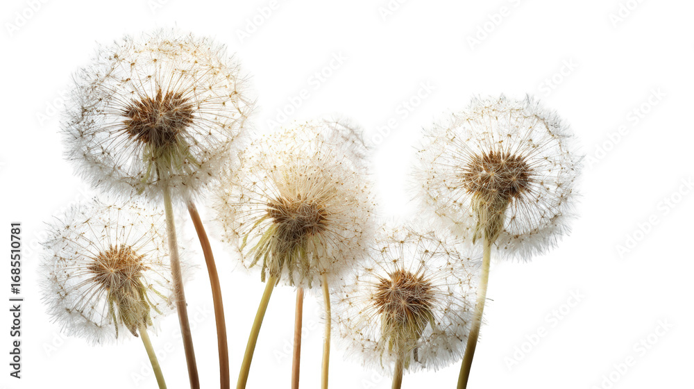 Obraz premium Close-up of several dandelion seeds