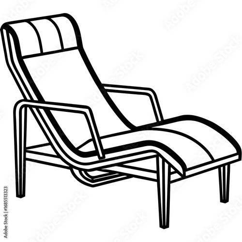 Elegant Reclining Lounge Chair Line Drawing