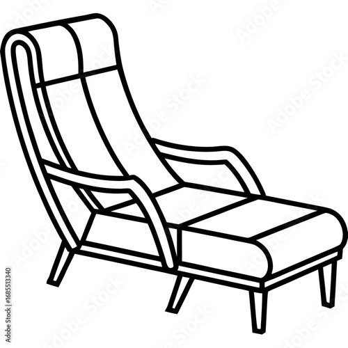 Elegant Reclining Lounge Chair Line Drawing