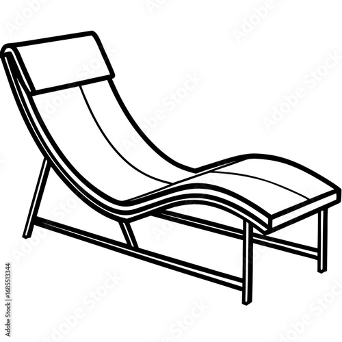 Elegant Reclining Lounge Chair Line Drawing