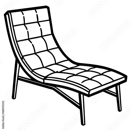 Elegant Reclining Lounge Chair Line Drawing