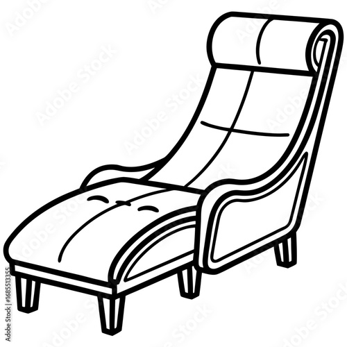 Elegant Reclining Lounge Chair Line Drawing