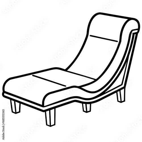 Elegant Reclining Lounge Chair Line Drawing