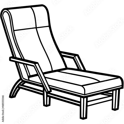 Elegant Reclining Lounge Chair Line Drawing