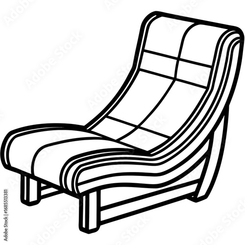 Elegant Reclining Lounge Chair Line Drawing