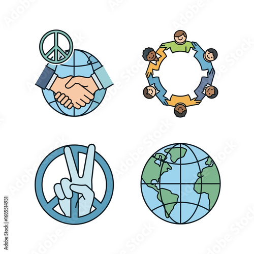 Global unity, peace, handshake, diverse people, interconnectedness, world.