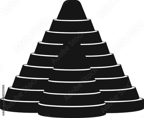  solid stackable cones arranged silhouette vector