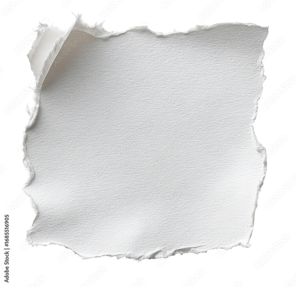 Obraz premium Square of torn white paper, creased edges