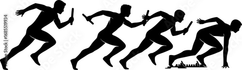 Relay runners silhouette, Relay Runners SVG, Relay silhouette, Relay race runner silhouettes, Relay runners clipart.