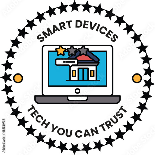 A smart device logo with a house on it