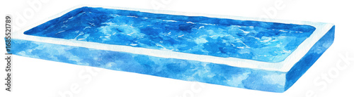 Rectangular blue spa with white trim