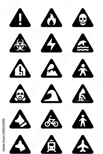 Black pictogram hazard and prohibition icons set in triangle design, representing safety, risk, danger, and visual communication for universal use.
Free Download Black pictogram hazard and prohibition icons set in triangle design, representing safety, risk, danger, and visual communication for universal use.
- GFXLoad