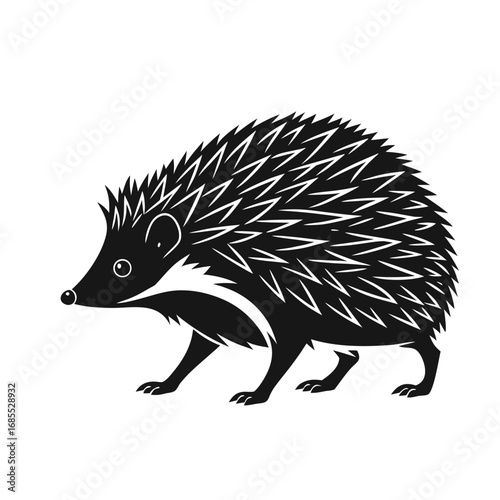 Silhouette of a Hedgehog A Striking Black and White Illustration