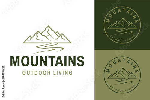 Modern Minimalist Green Ridge Logo for Business and Adventure Branding